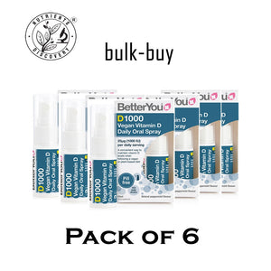 BetterYou DLux 1000 Vegan Oral Spray Vitamin D 1000IU (25ug) 15 ml (Pack of 6)