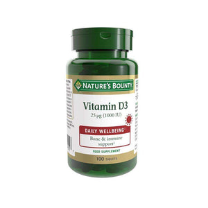 Nature's Bounty Vitamin D3 25 µg (1000 IU) Tablets - Pack of 100