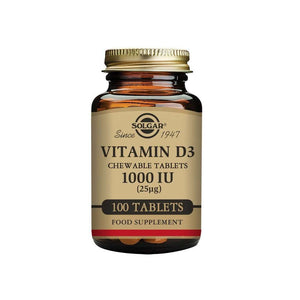 Solgar Vitamin D3 1000 IU (25 µg) Chewable Tablets - Pack of 100