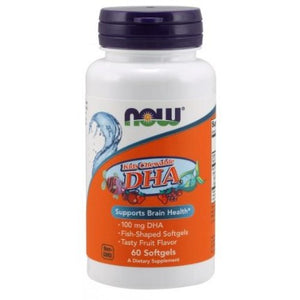 DHA Kid's Chewable NOW Foods Supports Brain Health 60 softgels