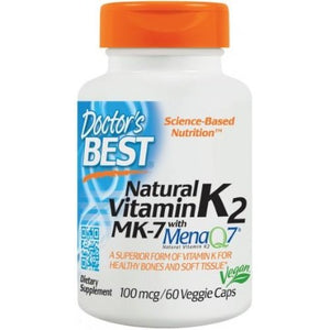 Natural Vitamin K2 MK7 with MenaQ7 Doctor's Best 100mcg - 60 vcaps