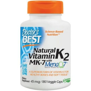 Natural Vitamin K2 MK7 with MenaQ7 Doctor's Best 45mcg - 180 vcaps
