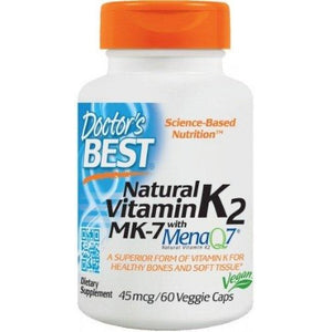 Natural Vitamin K2 MK7 with MenaQ7 Doctor's Best 45mcg - 60 vcaps