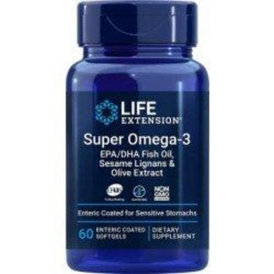Super Omega-3 EPA/DHA with Sesame Lignans & Olive Extract Life Extension 60 enteric coated softgels