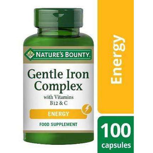 Nature's Bounty Gentle Iron Complex with Vitamins B12 and C Capsules (100)