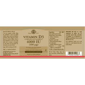 Solgar Vitamin D3 4000 IU (100ug) 120 Capsules