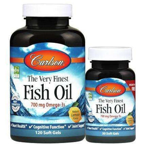 The Very Finest Fish Oil Carlson Labs 700 mg Natural Lemon - 120 + 30 softgels